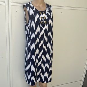 Blue Ombre Navy & White Sheath Short Casual Medium